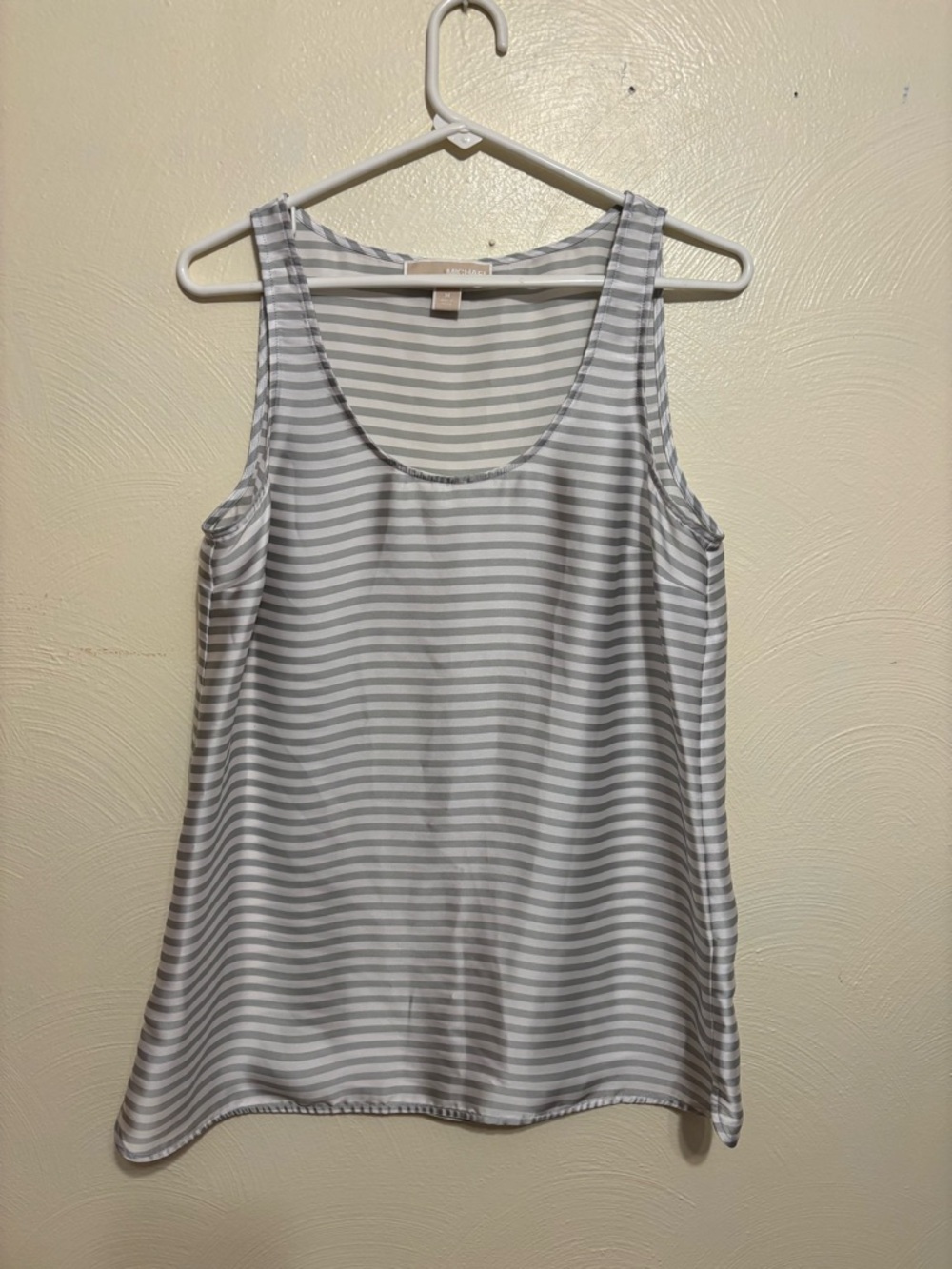 Michael Kors Gray White Striped Tank Top Size M Sleeveless Blouse